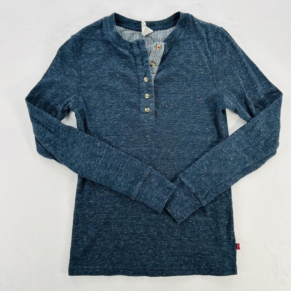 Levi's Shirt Womens XS Blue Henley Long Sleeve Knit Thermal Casual Top